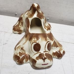 NASCO Clev.O. brown/white ceramic dog planter home decor art
